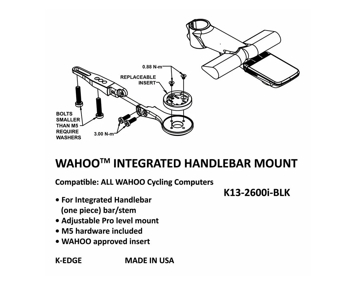 K-Edge Integrated Handlebar System Computer Mount (Black) (Wahoo Insert) - view 3